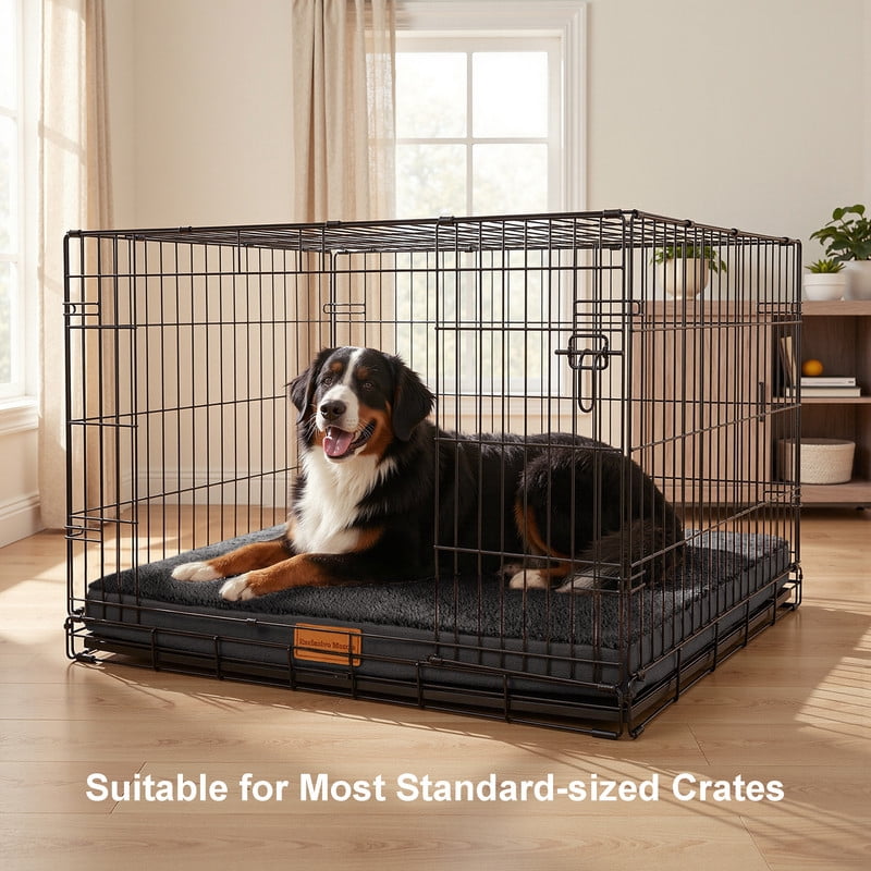 Exclusivo Mezcla Medium Dog Bed with Removable and Washable Cover, Orthopedic Pet Bed for Crates, Non-Slip Bottom and Waterproof Liner, 36"×24", Black