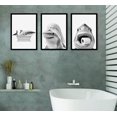 thumbnail image 3 of Black And White Shark Bathroom Canvas wall art Funny ocean Animal bathtub Paintings Pictures Wall Decor Modern Poster Printing Artwork for Restroom Toilet Home Decoration（Only canvas）, 3 of 6