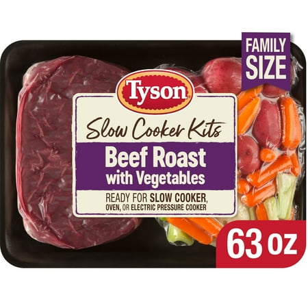 Tyson Slow Cooker Kit, Beef Chuck Roast with Vegetables & Seasoning, Boneless, Family Size