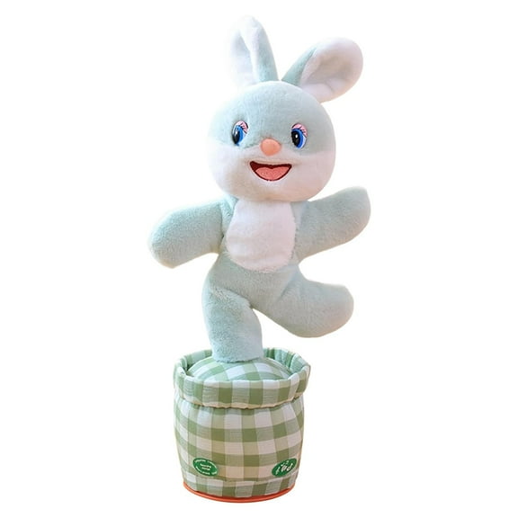 Blue Dancing Singing Stuffed Bunny Toy With Music And Motion For Kids Interactive Play Educational Learning For Toddlers Usb Rechargeable For Easter Birthday Gift