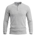thumbnail image 4 of SJLDQY Men's Henley Shirts Long Sleeve Button T-Shirts Ribbed Texture Knit Tees Fall Winter Casual Loose Tops, 4 of 5