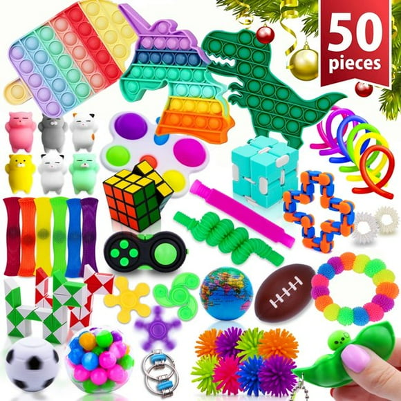 APPIE 50 Pcs Fidget Toy Pack, Poppers Fidget Toy Set Box, Figitsss Pack Bubble Popping Sensory Toys, Pop Bulk Fidgets kit Packages - Stress Relief Balls Sensory Toys for Autistic ADHD Kids, GIRLS and