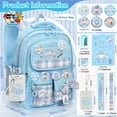 thumbnail image 4 of Blue Backpack - Adjustable Straps, Large Capacity, Includes Stationery Set with Card Holder & 6 Pins, 4 of 8