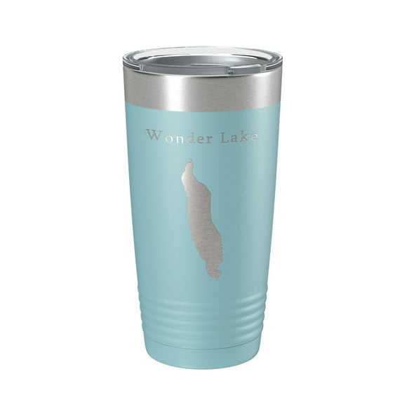 Wonder Lake Map Tumbler Travel Mug Insulated Laser Engraved Coffee Cup Alaska 20 oz Light Blue