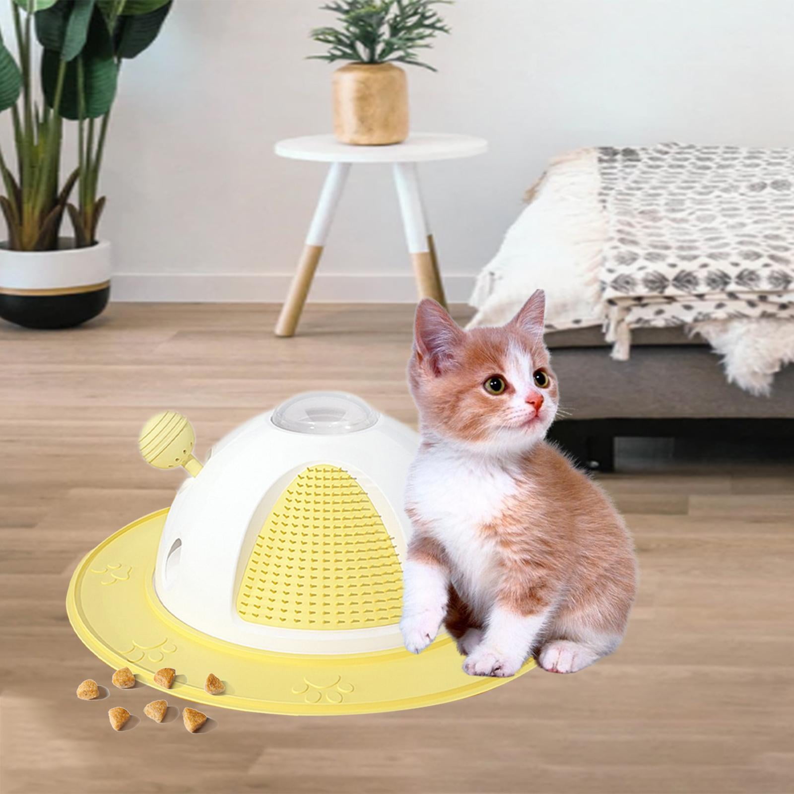 Cat Slow Feeder Toy Interactive Puzzle Toy Treat Ball Indoor Play IQ Training Puppy - Yellow