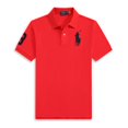 thumbnail image 1 of Short Sleeve Polo Shirt Men's Loose Plus Size Lapel Solid Color Cotton Embroidered Shirt, 1 of 3