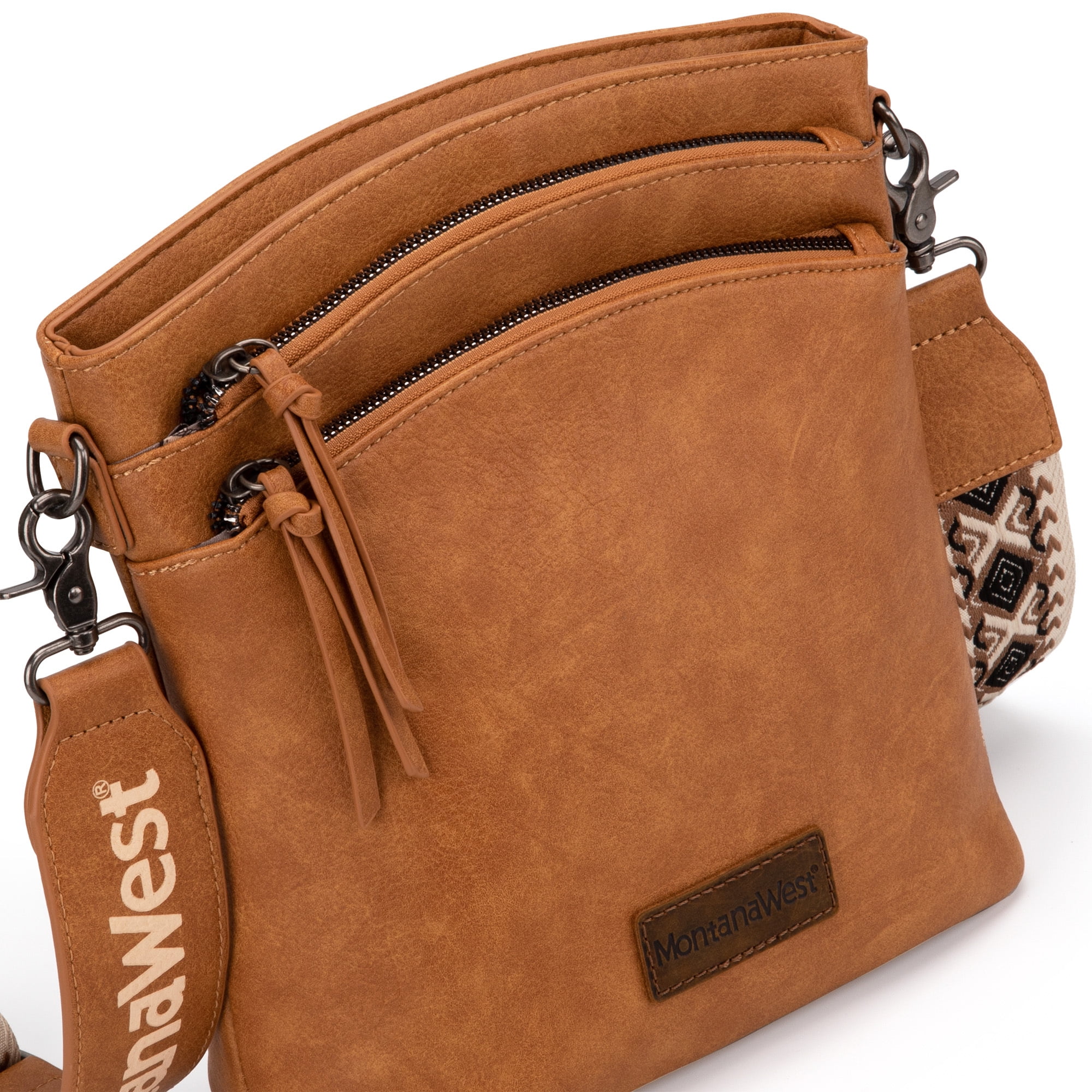 Montana West Crossbody Purses and Handbags for Women Double Compartments Cross Body Bag with Adjustable Strap, Brown