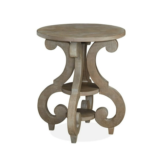 Magnussen Tinley Park Round Accent End Table in Dovetail Gray