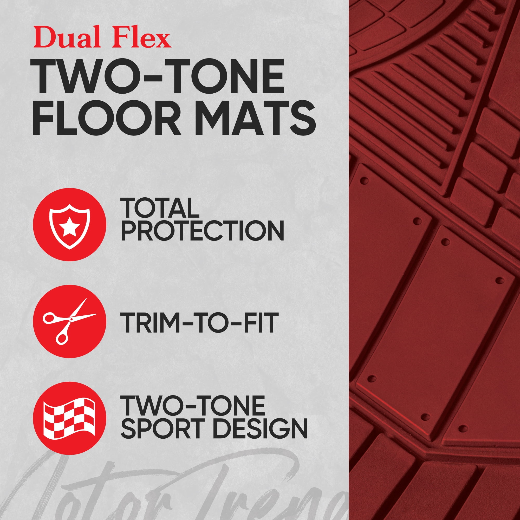 BDK Heavy Duty Blue Rubber Car Mats Full Set - Universal Trim-To-Fit All Weather Floor Mats - Floor Mats for Car Accessories - Front & Back Interior Floor Mats for Truck Accessories