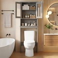 thumbnail image 2 of Walsunny Over The Toilet Storage Cabinet Bathroom Shelves Organizer Space Saver Freestanding Restroom Shelf with Tempered Glass Doors Anti-Tip Device Adjustable Shelf Gray, 2 of 9