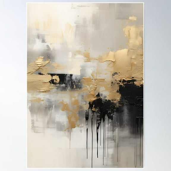 Modern Abstract Gold And Black Art Poster Wall Art, Modern Wall Decor For Living Room Bedroom, 8x12 UNFRAMED