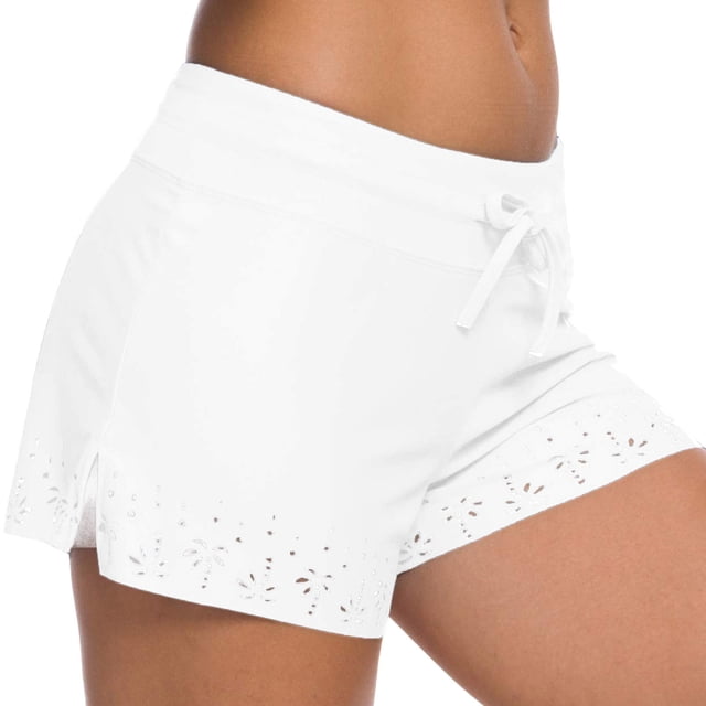 MKLEKYY Bañador Corto De Gimnasio Para Mujer, Pantalones Cortos De Baño Con Bolsillos, De Cintura Alta, Para Niño, Con Banda Elástica Ancha, Para Yoga Y Deportes.
