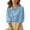 Blue, variant on Womens Work Shirts Dressy 3/4 Sleeve Striped Button Down Blouse Casual Lapel Puff Cuff Comfortable Office Tops Blue S