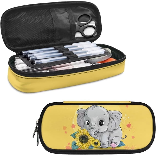 Estuche para lápices Kawaii con diseño de gato y fresa, resistente, portátil, para niñas, niños, adolescentes, escuela y oficina