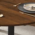 thumbnail image 4 of Miniyam Round Extendable Dining Table, Faux Marble Top with Yellow X-Shaped Steel Base, 43" to 59" Modern Kitchen Table for 4–6 People, White, 4 of 7