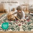 thumbnail image 4 of ODIKA 9'x12' Washable Area Rug Low Pile, Flatwoven, Circle Botanical Semi Symmetrical Vine Traditional Semicircle for Great Room, Indoor Concept, Large Living, 4 of 7