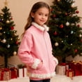 thumbnail image 6 of Zanarzt Girls Sweatshirts Girls Polar Fleece Jacket Kids Full Zip Lightweight Fall Spring Coat Outerwear with Pockets Pink,4-5 Years, 6 of 6