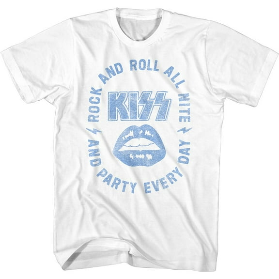 Kiss All Nite White Adult T-Shirt L