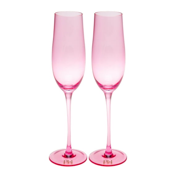 Paris Hilton 2 Piece Glass Champagne Flute Set, 8 oz / 236 ml, Pink