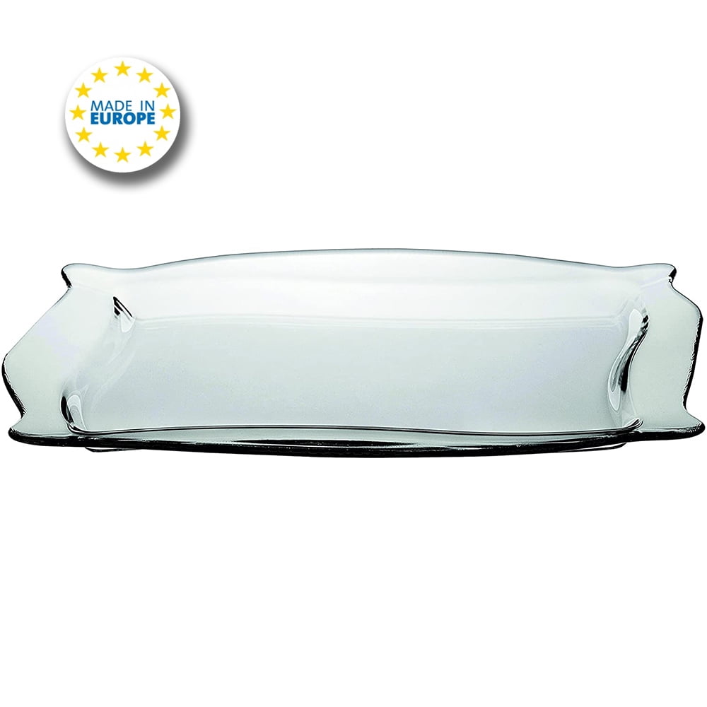Pasabahce Clear Glass Serving Tray, Platter, Stylish Rectangular Glass