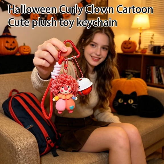 Halloween Plush Keychain Filled Doll Cute Soft Toy Keyring for Backpack Purse Bag Charm Party Favor Gift Decoration Orange