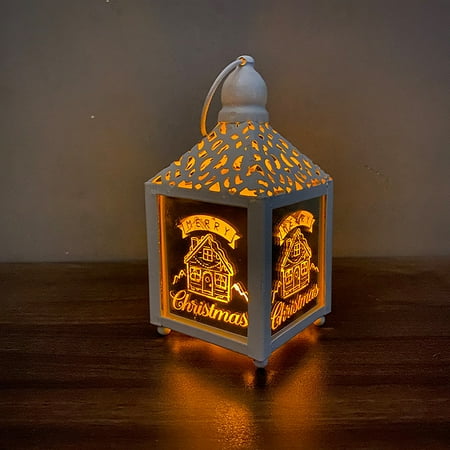 

Jeborah Christmas Wrought Iron Wind Lantern Small Lantern Led Luminous Decoration Lamp Ornament Pendant Lamp