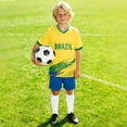 thumbnail image 2 of Kids 2-Pack Soccer Set Brazil Boys Team Athletic Short Sleeve T Shirt And Shorts Outfit For Kids Youth Football Training Casualwear Summer Outfits 3-4 Years, 2 of 3