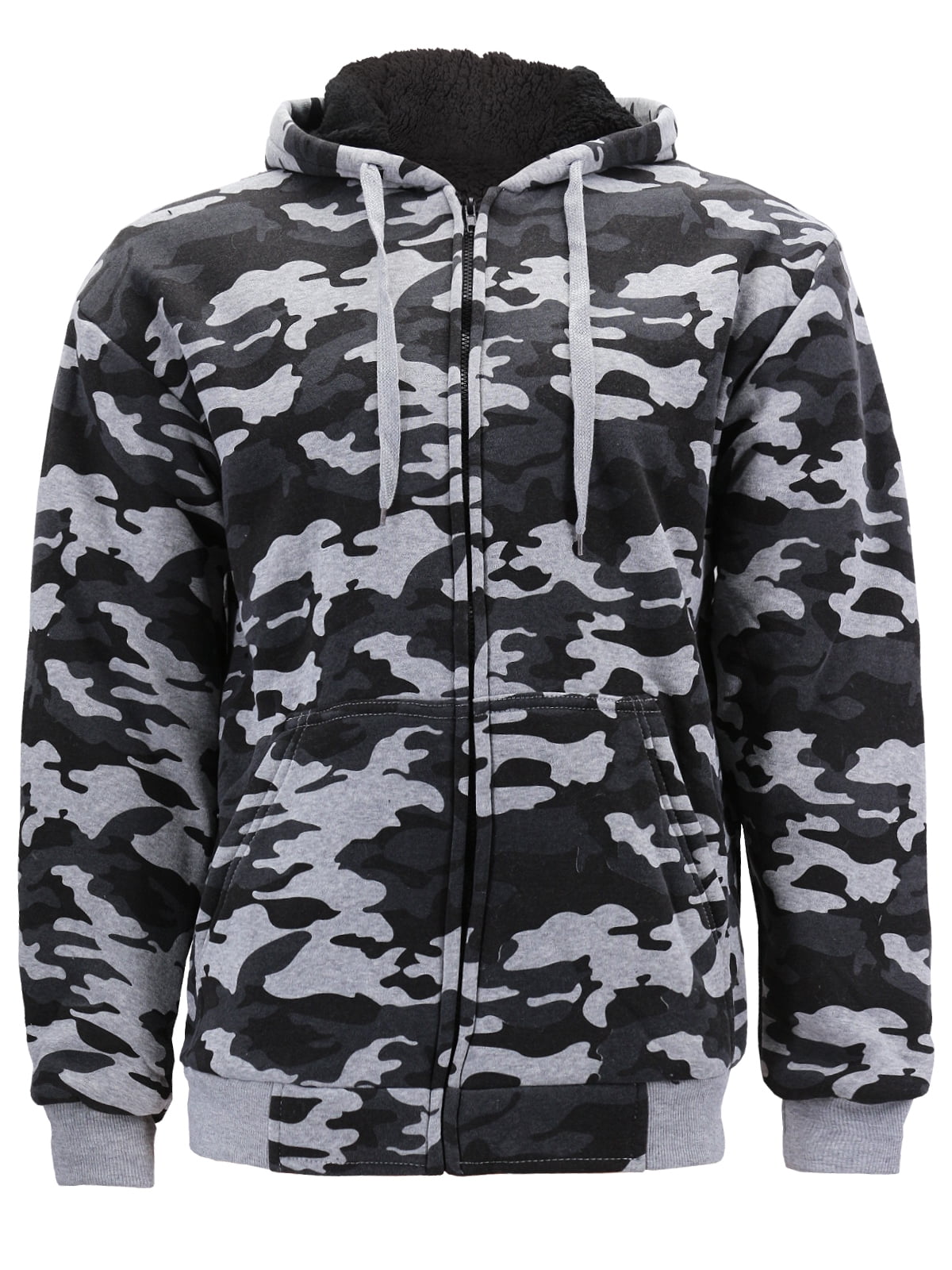 Men's Premium Athletic Soft Sherpa Lined Fleece Zip Up Hoodie Sweater Jacket (4026C - Grey, M)