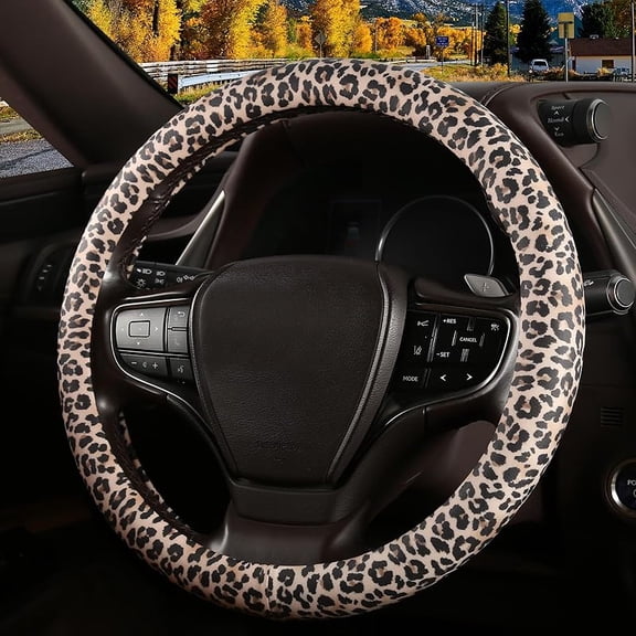 Steering Wheel Cover Women Men Flower Elastic Stretch Soft Car Wheel Protector Universal Breathable No-Slip Car Accessories for Truck Van SUV Auto Fit 14-15 Inches