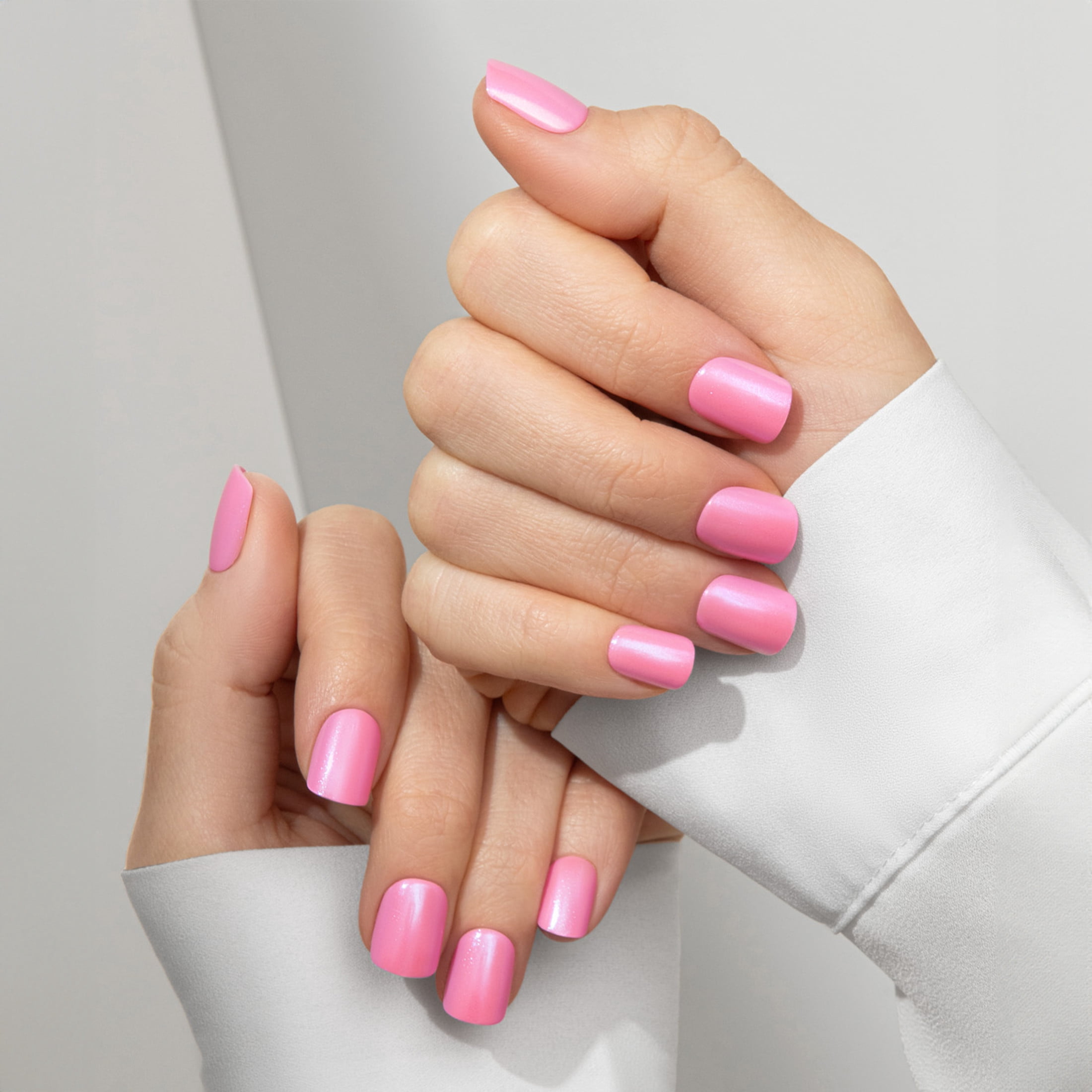 KISS imPRESS Color FX  Press on Nails, Late Night, Pink, Short Squoval, 30 Count