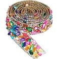 thumbnail image 6 of PH 1.1 Yard Rhinestone Trim 1.3" Hot fix Ribbon Blue Rhinestone Appliques Imitation Gemstone Beaded Iron On Applique for Hair Pins Collar Hat Dresses Clothing Decor Blue, 6 of 9