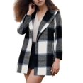 thumbnail image 2 of INSPIRE CHIC Women's Plaid Shawl Collar Belted Wrap Winter Coat XS Blue, 2 of 6
