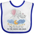thumbnail image 3 of Inktastic My Tia Loves Me to the Moon and Back Elephant Family Boys or Girls Baby Bib, 3 of 4
