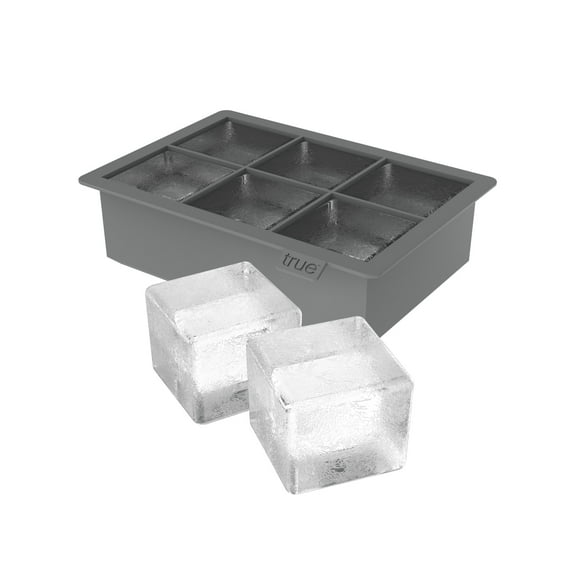 True Colossal Ice Cube Tray Makes 2" Ice Cubes for Cocktails Iced Tea, Grey