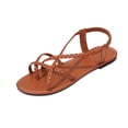 thumbnail image 2 of Wowcloth Women's Braided Flat Sandals – Solid Color Woven Design with Comfortable Sole for Spring Summer Casual Outwear, 2 of 9
