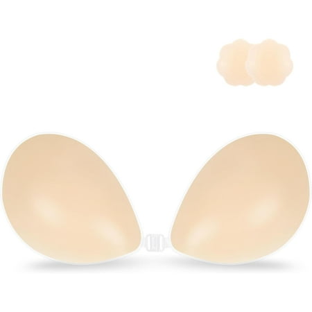 Adhesive Bra Strapless Sticky Invisible Push up Silicone Bra for Backless Dress with Nipple Covers