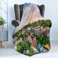 thumbnail image 4 of Landscape Soft Flannel Fleece Throw Blanket, Yangon Myanmar Skline Cityscape Scenery with Nature Village Houses Art Print, Cozy Plush for Indoor and Outdoor Use, 50" x 70", Multicolor, by Ambesonne, 4 of 5