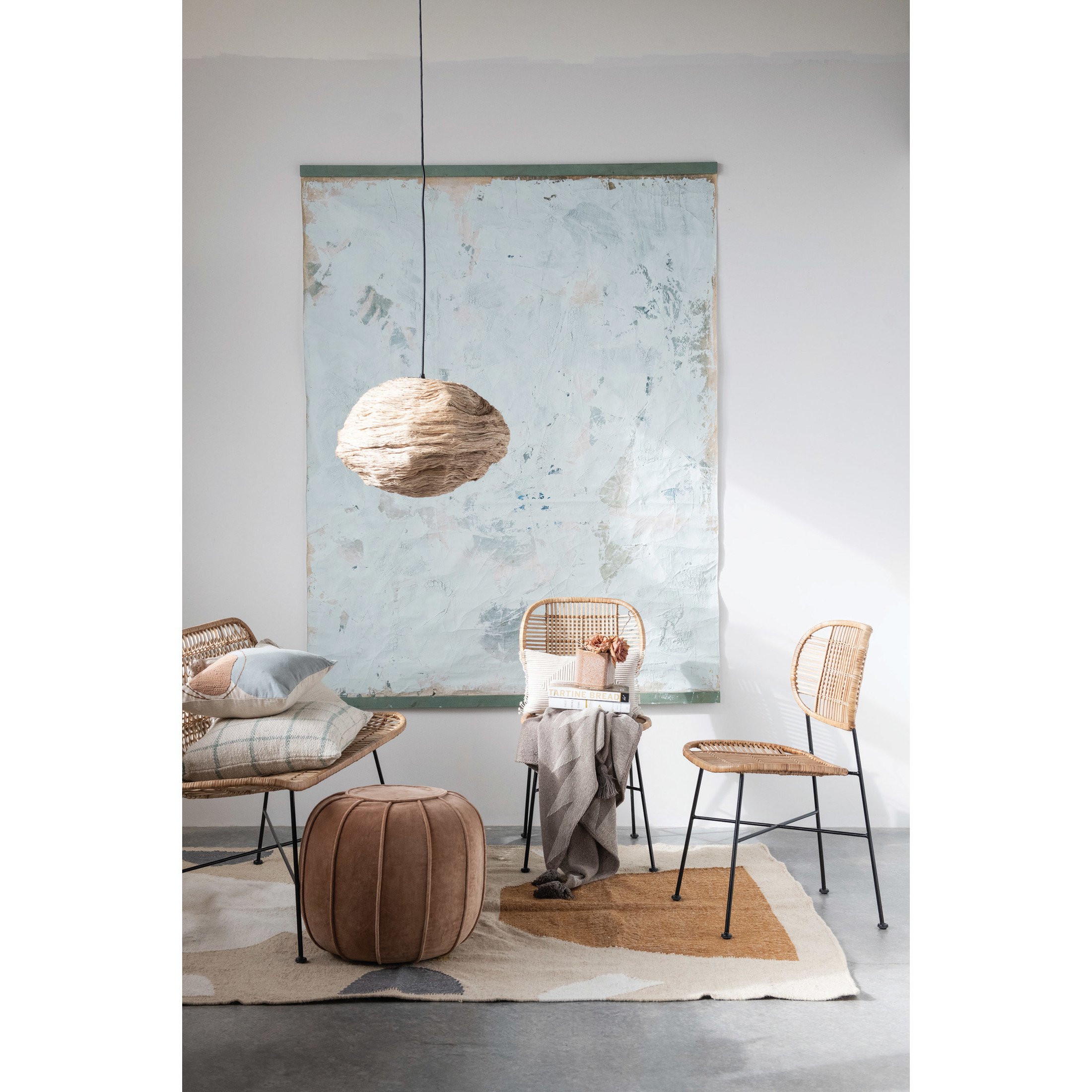 Creative Co-Op Creative Co-Op Collapsible Organic Banana Fiber Ceiling Light, Natural