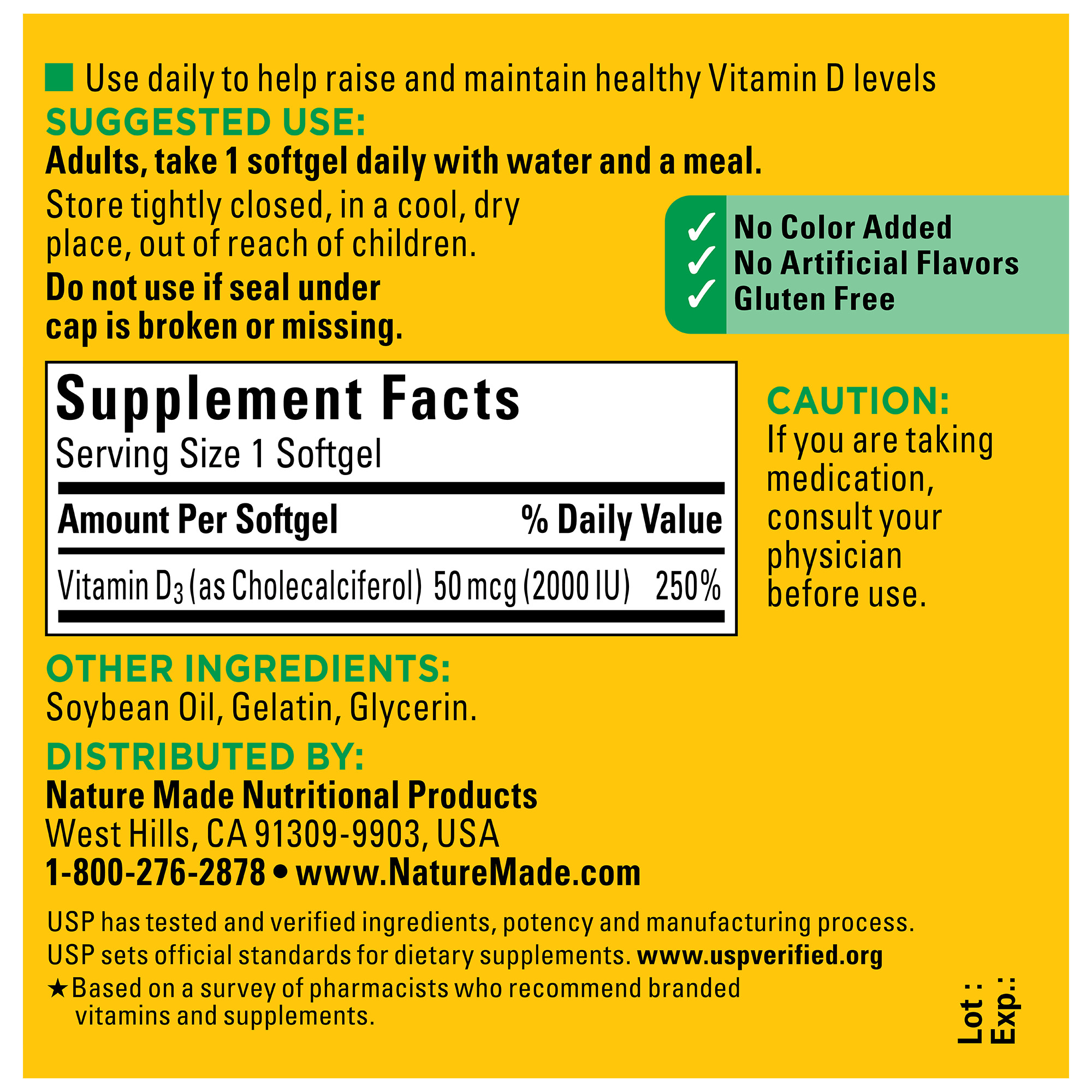 Nature Made Vitamin D3 2000 IU Softgels, 100 Count photo 3