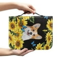 thumbnail image 2 of Xoenoiee Sunflower Corgi Pattern Faux Leather Bible Cover for Women Men Book Cover Bible Case Holder Checkbook Pens Study Journal Organizer Tote Church Library Bag Waterproof, L, 2 of 7