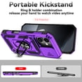thumbnail image 4 of Decase for Apple iPhone 17 Case, Military-Grade Ring Holder Kickstand Heavy Duty Hybrid Case with Slide Lens Cover,Shockproof Rugged Dual-Layer Hard Phone Case for iPhone 17,Purple, 4 of 8