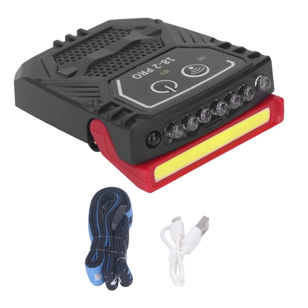 Linterna frontal LED recargable, resistente al agua, con sensor de movimiento, ideal para camping, ciclismo, correr y pescar.