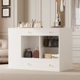 thumbnail image 3 of MODERNLUXE Closet Island with 6 Drawers,Wardrobe Armoire Bedroom Island with Glass Display Top & Open Shelves,Wooden Walk-in Closet Island for Bedroom,White, 3 of 9