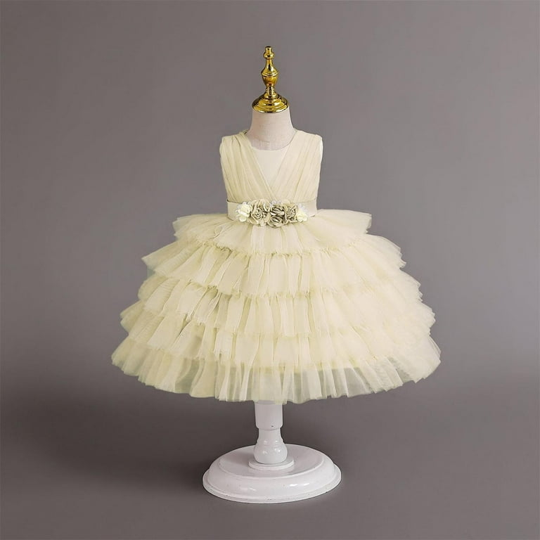 white christmas dresses Girls Dresses Fluffy Mesh Halter Cake Puffy Dress Holiday Party Girls