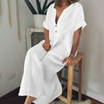 thumbnail image 2 of Summer Beach Dresses for Womens 2026 Fashion Plus Size Loose V-neck Solid Color Short Sleeve Dress, 2 of 9