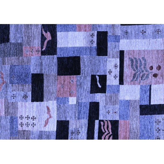 Ahgly Company Machine Washable Indoor Rectangle Abstract Blue Modern Area Rugs, 8' x 10'