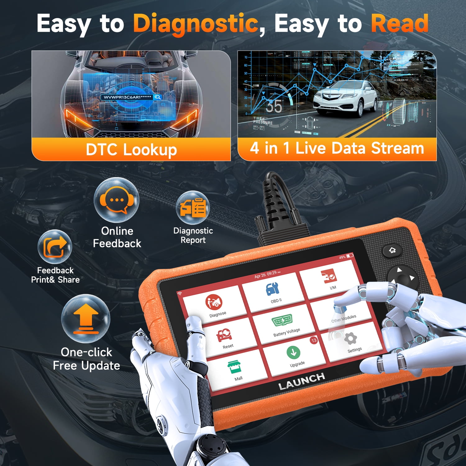 LAUNCH X431 CRP919C Lite Bidirectional Scan Tool with 32+ Reset, All System Diagnostic Scanner for All Cars, Active Test, FCA Autoauth 2-Year Free Update