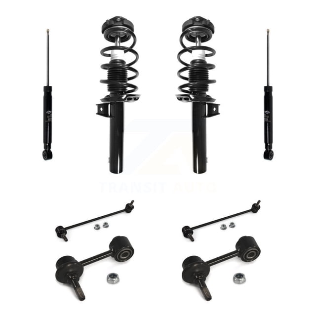 Transit Auto Front Rear Complete Suspension Strut Shock & TQ sway Bar Link Kit for Car Volkswagen Rabbit Audi A3 Quattro - Left Right Side (Driver Passenger) KSS-107690