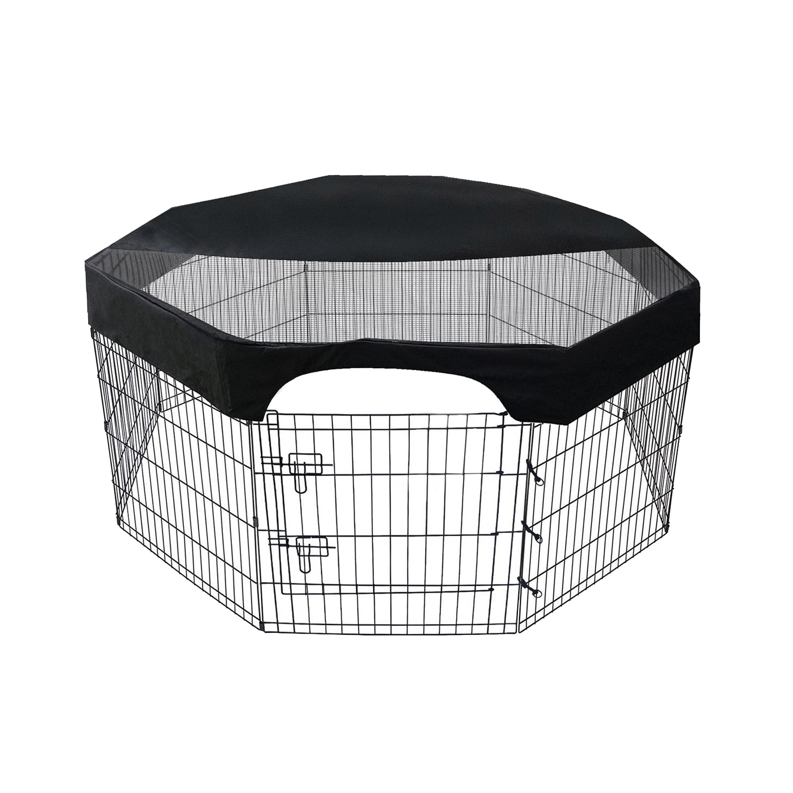 Provide Shade and Secuirty Outdoor Indoor Pet Playpen Cover 6 Pannel Sun Rain Proof Cover Black Mesh Dog Pen Cover Fits All 24 Inch 6 Panels Dog Exercise Playpen-Pen NOT Included 