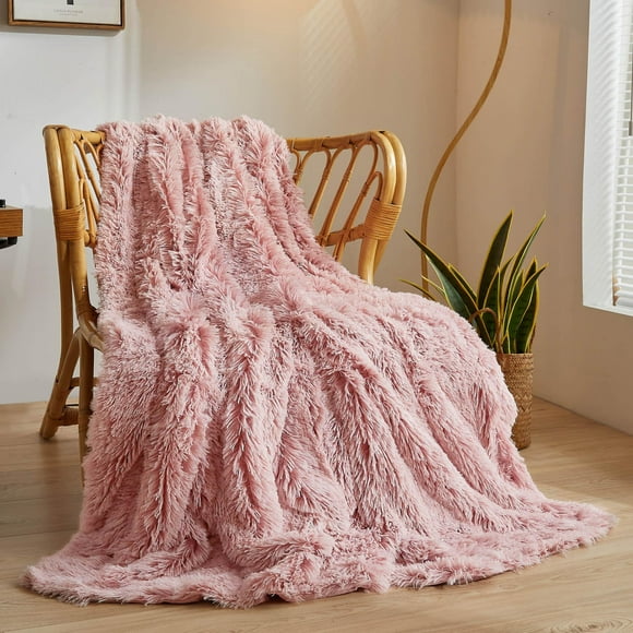 Manta XeGe de piel sintética de felpa, 127 x 152 cm, color rosa, ligera